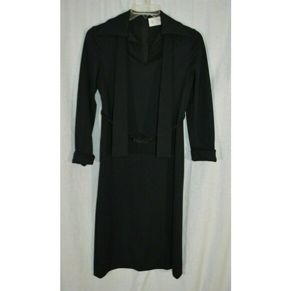 Kimberly 1960s Black 100% Polyester Belted Shift D - Picture 1 of 6